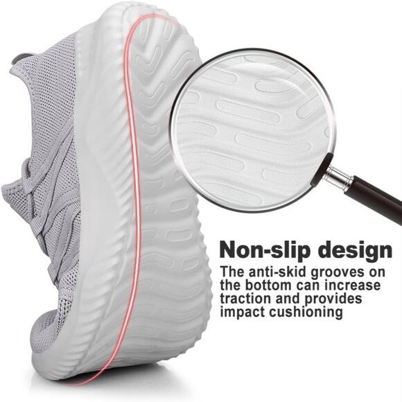 Men's Grey Breathable Lightweight Comfortable Non Slip Fashion Sneakers - Picture 3 of 6